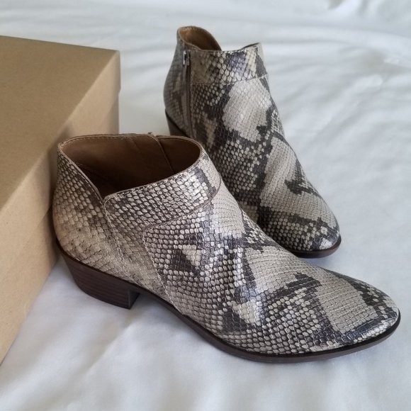 NIB LUCKY BRAND BRINTLY ANKLE BOOTIE WATERPROOF SNAKE PRINT EMBOSSED LEATHER 8 - Picture 5 of 12